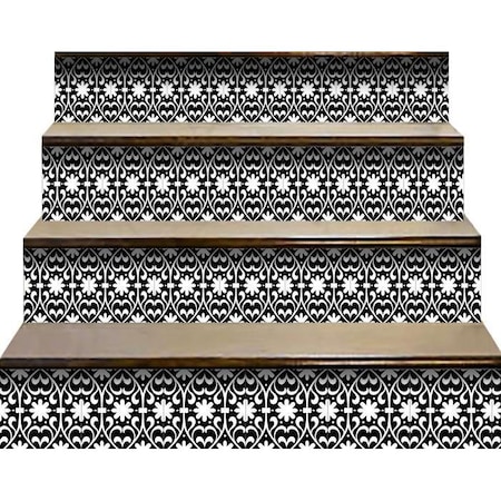 Homeroots 4 x 4 in. Black & White Floral Peel & Stick Removable Tiles 399875